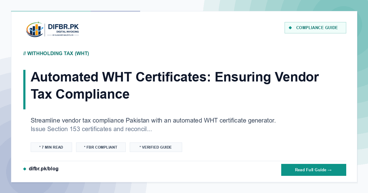 Automated WHT Certificates: Ensuring Vendor Tax Compliance