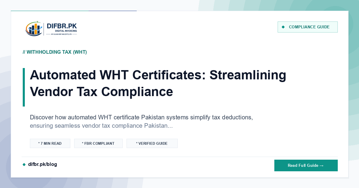Automated WHT Certificates: Streamlining Vendor Tax Compliance