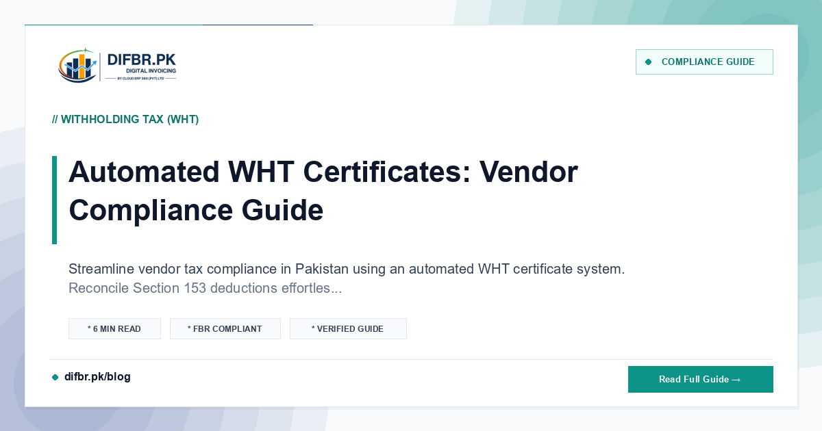 Automated WHT Certificates: Vendor Compliance Guide