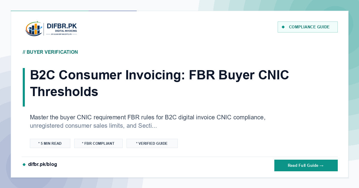 B2C Consumer Invoicing: FBR Buyer CNIC Thresholds