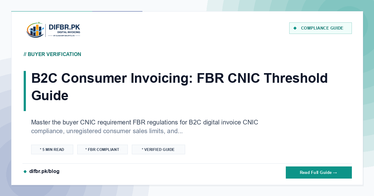 B2C Consumer Invoicing: FBR CNIC Threshold Guide