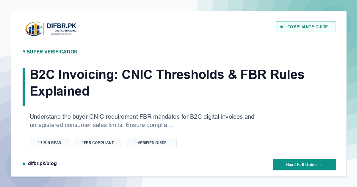 B2C Invoicing: CNIC Thresholds & FBR Rules Explained