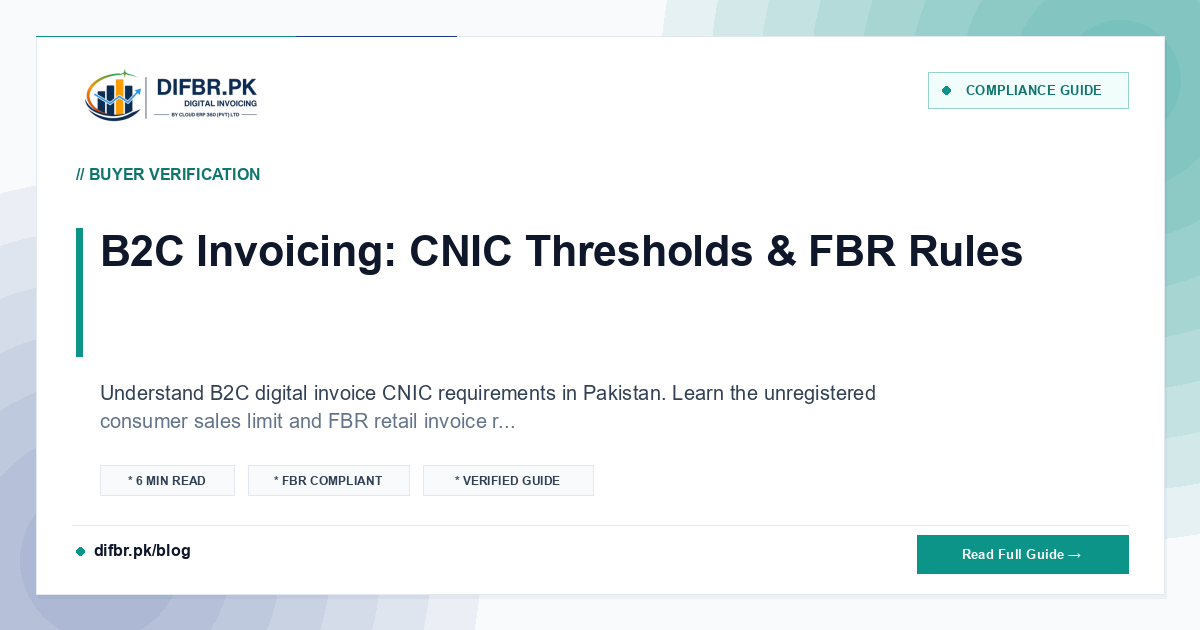 B2C Invoicing: CNIC Thresholds & FBR Rules