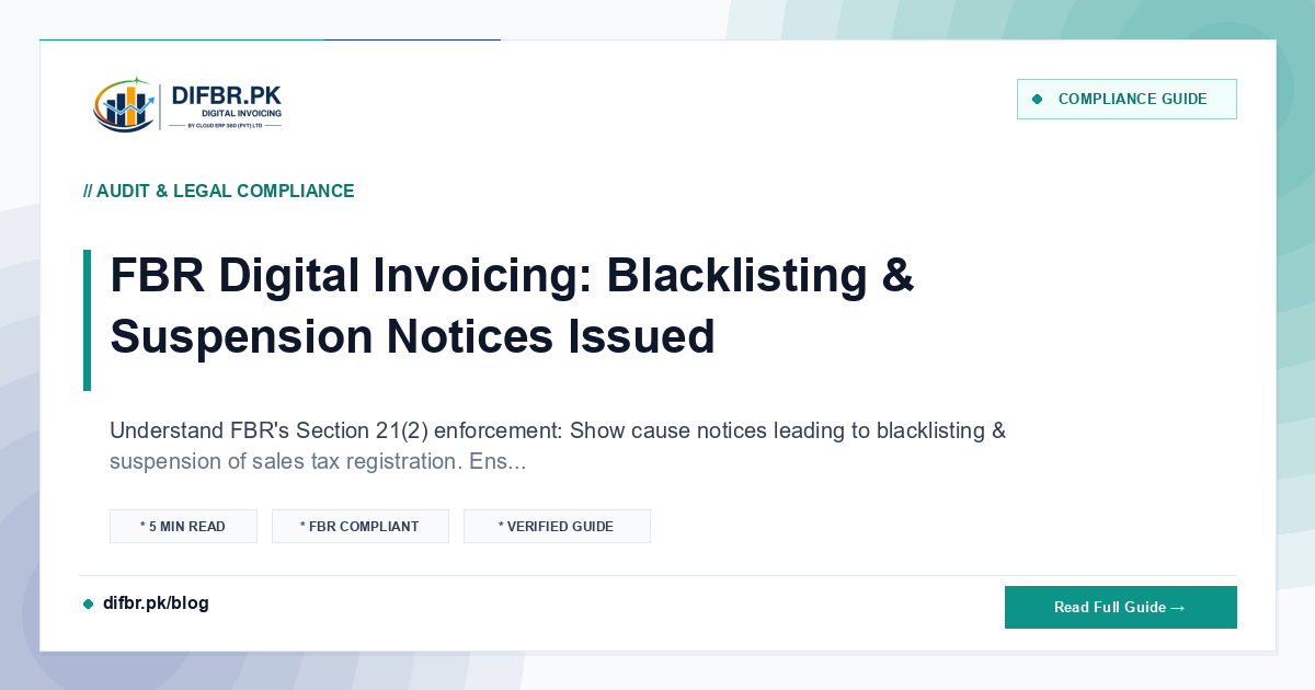 FBR Digital Invoicing: Blacklisting & Suspension Notices Issued