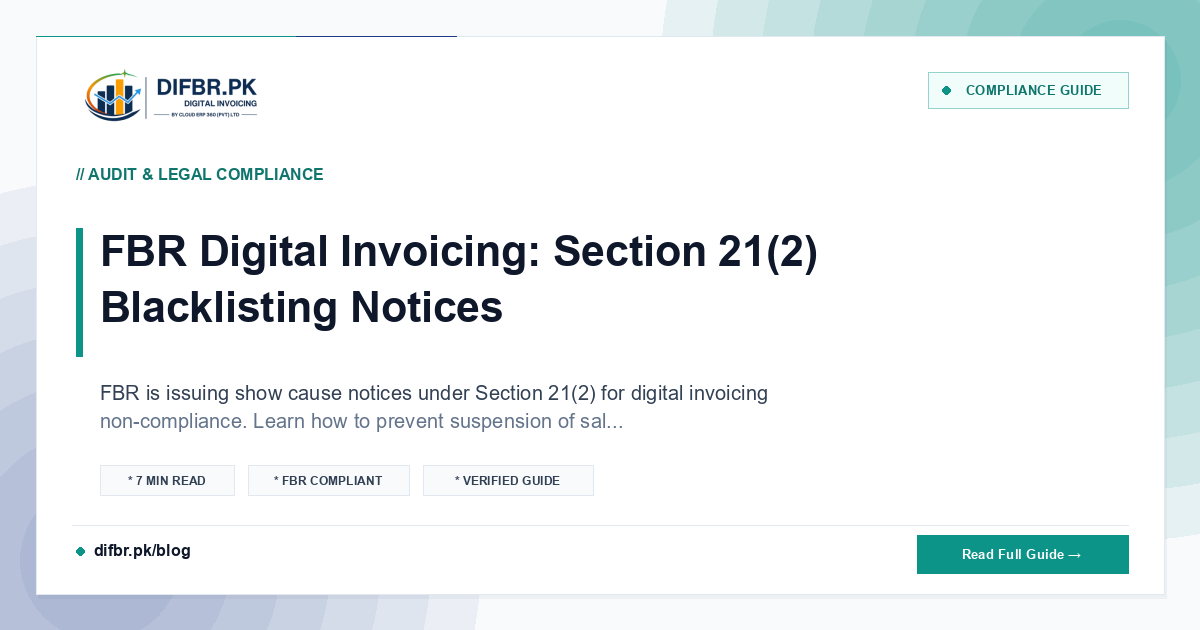 FBR Digital Invoicing: Section 21(2) Blacklisting Notices