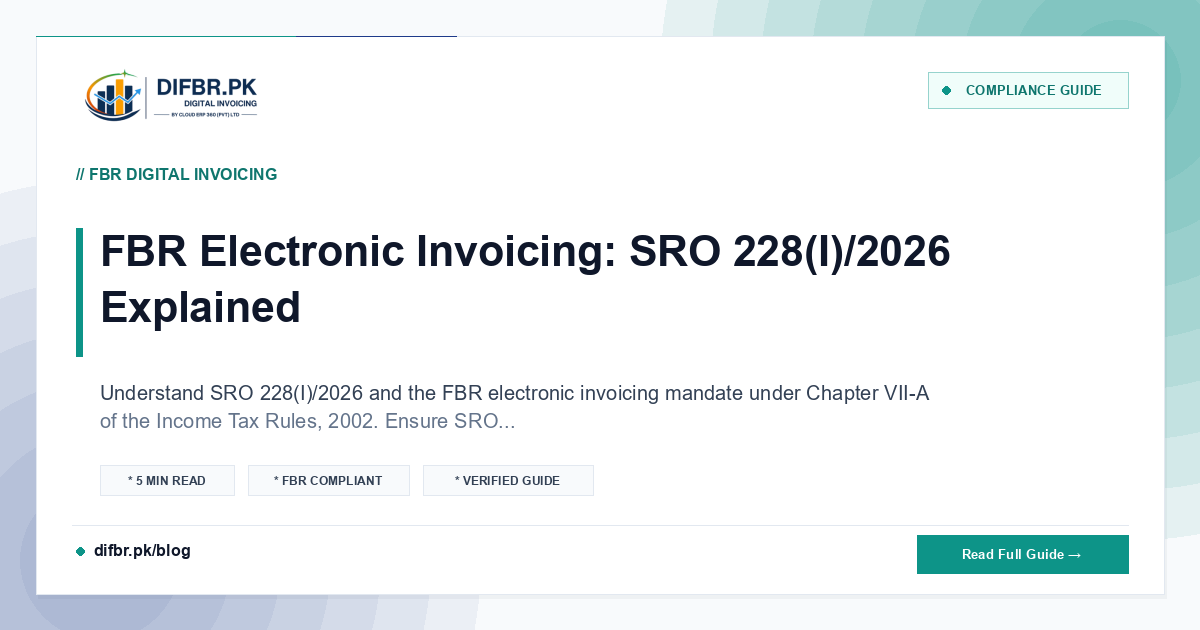 FBR Electronic Invoicing: SRO 228(I)/2026 Explained