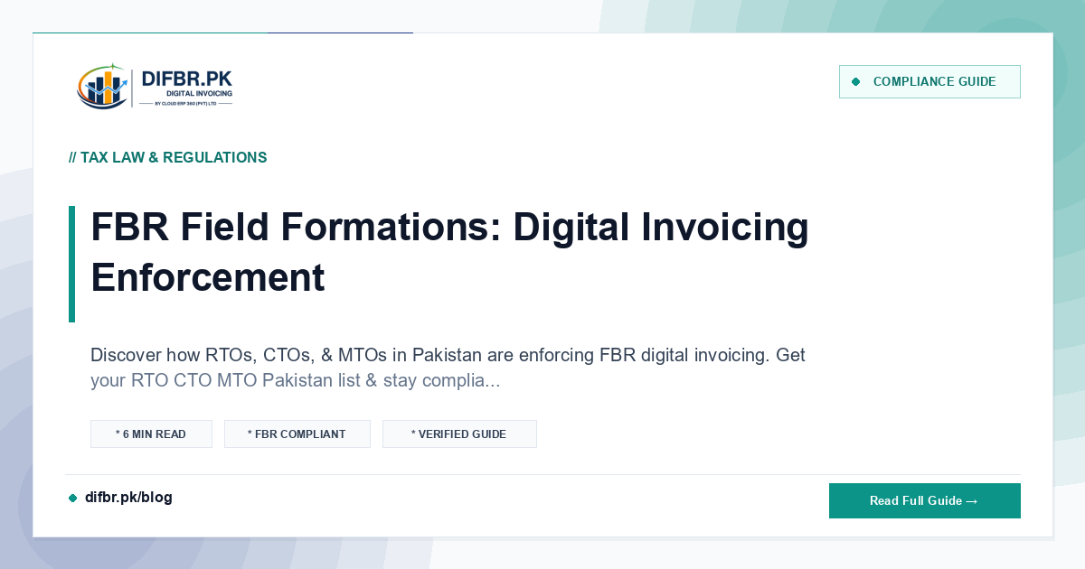 FBR Field Formations: Digital Invoicing Enforcement