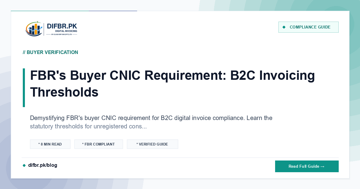 FBR's Buyer CNIC Requirement: B2C Invoicing Thresholds