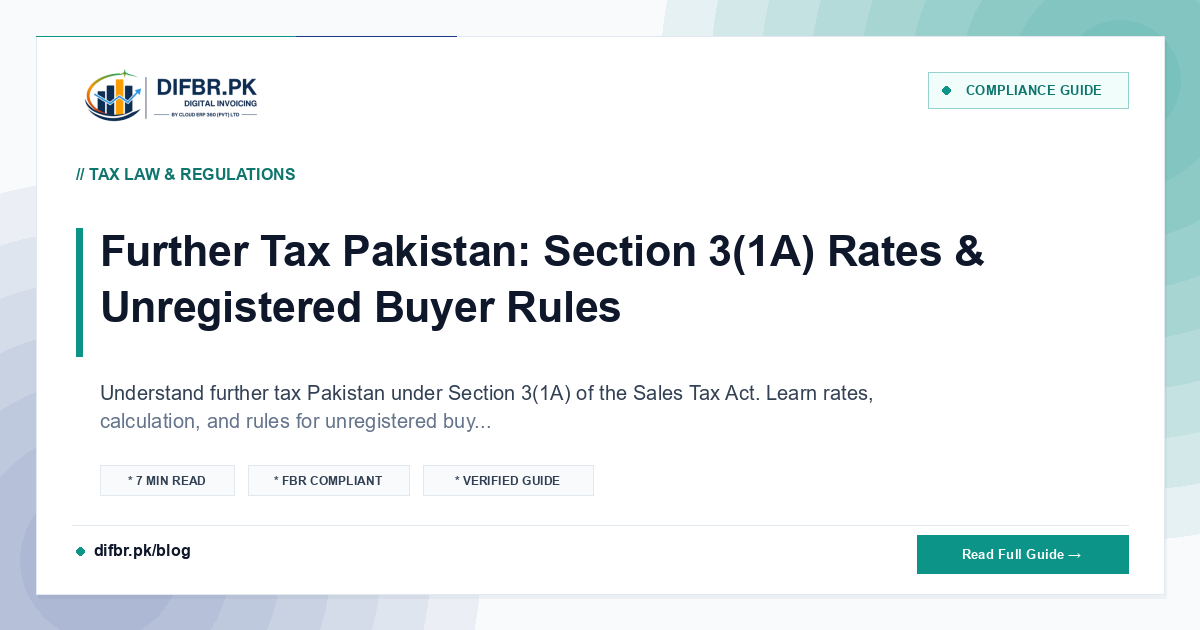 Further Tax Pakistan: Section 3(1A) Rates & Unregistered Buyer Rules