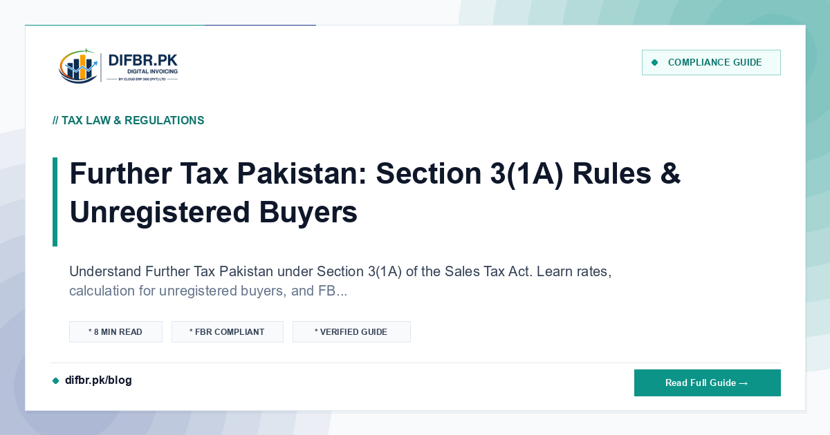 Further Tax Pakistan: Section 3(1A) Rules & Unregistered Buyers