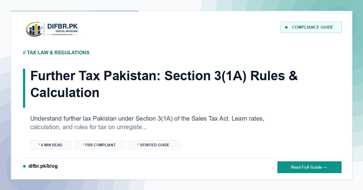 Further Tax Pakistan: Section 3(1A) Rules & Calculation