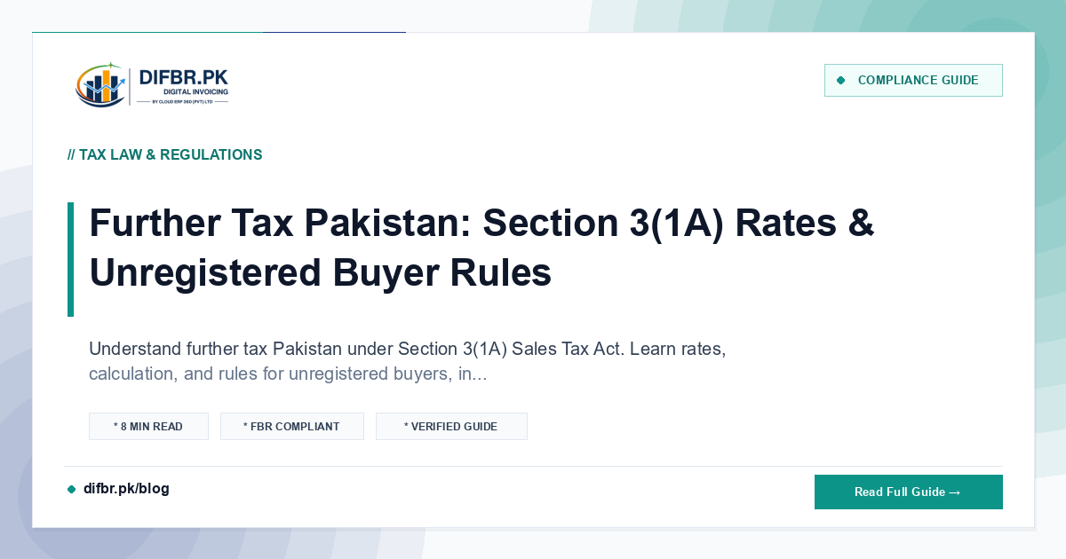 Further Tax Pakistan: Section 3(1A) Rates & Unregistered Buyer Rules