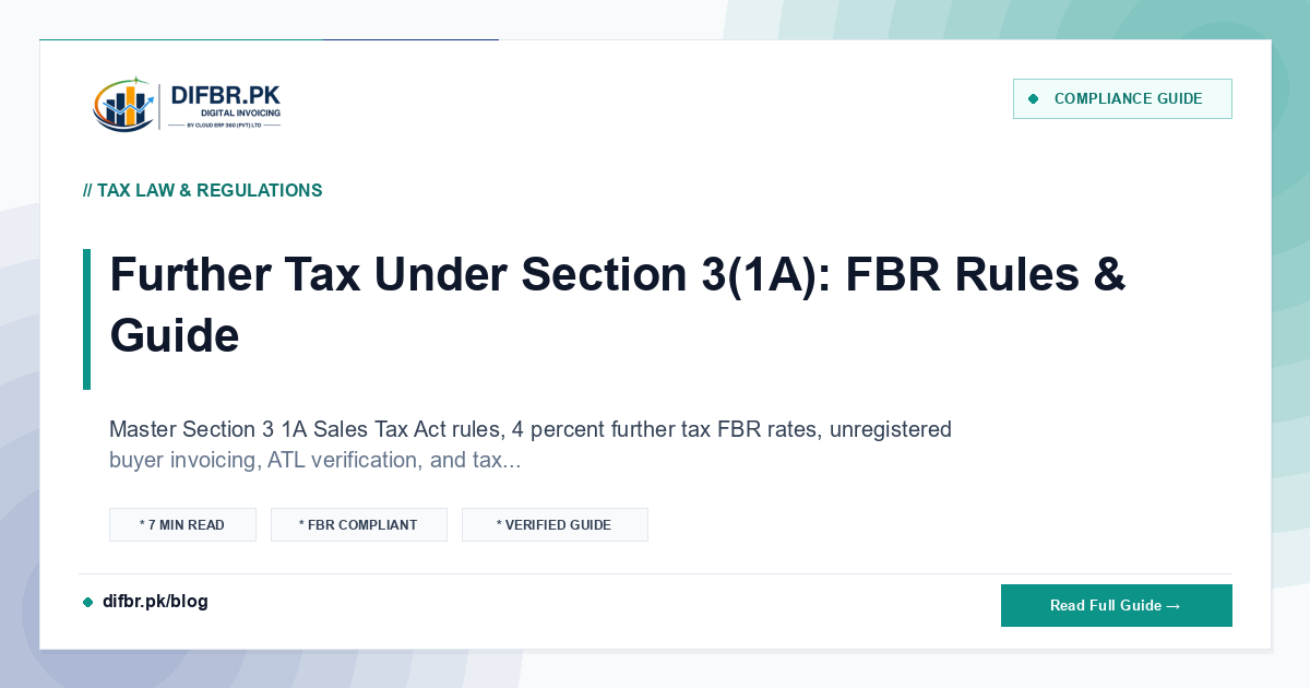 Further Tax Under Section 3(1A): FBR Rules & Guide