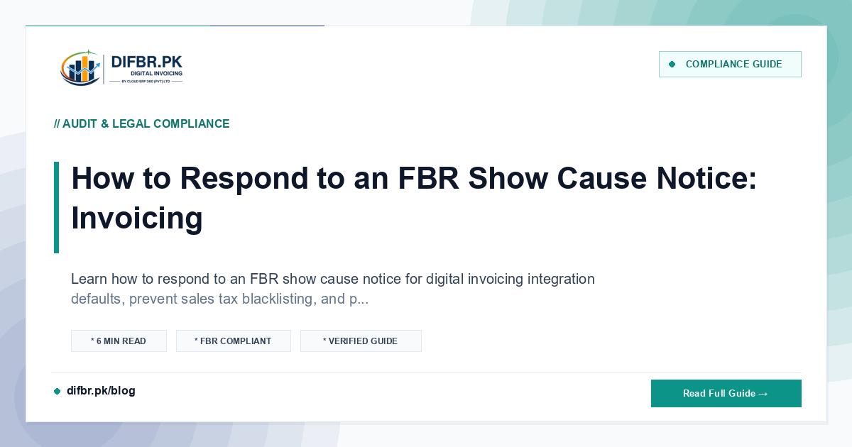 How to Respond to an FBR Show Cause Notice: Invoicing