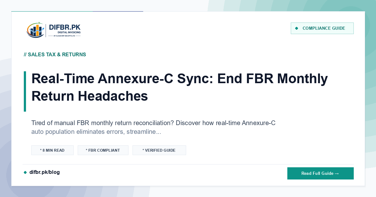 Real-Time Annexure-C Sync: End FBR Monthly Return Headaches
