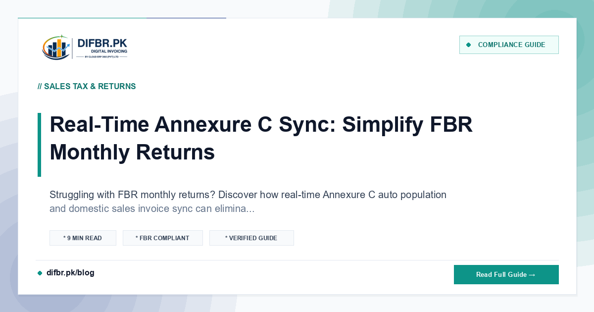 Real-Time Annexure C Sync: Simplify FBR Monthly Returns