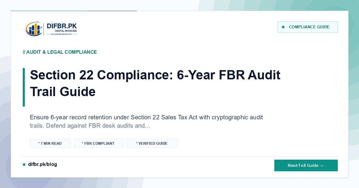 Section 22 Compliance: 6-Year FBR Audit Trail Guide