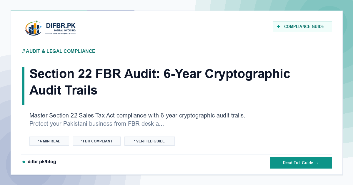 Section 22 FBR Audit: 6-Year Cryptographic Audit Trails
