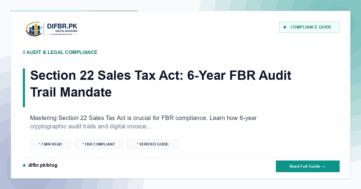 Section 22 Sales Tax Act: 6-Year FBR Audit Trail Mandate
