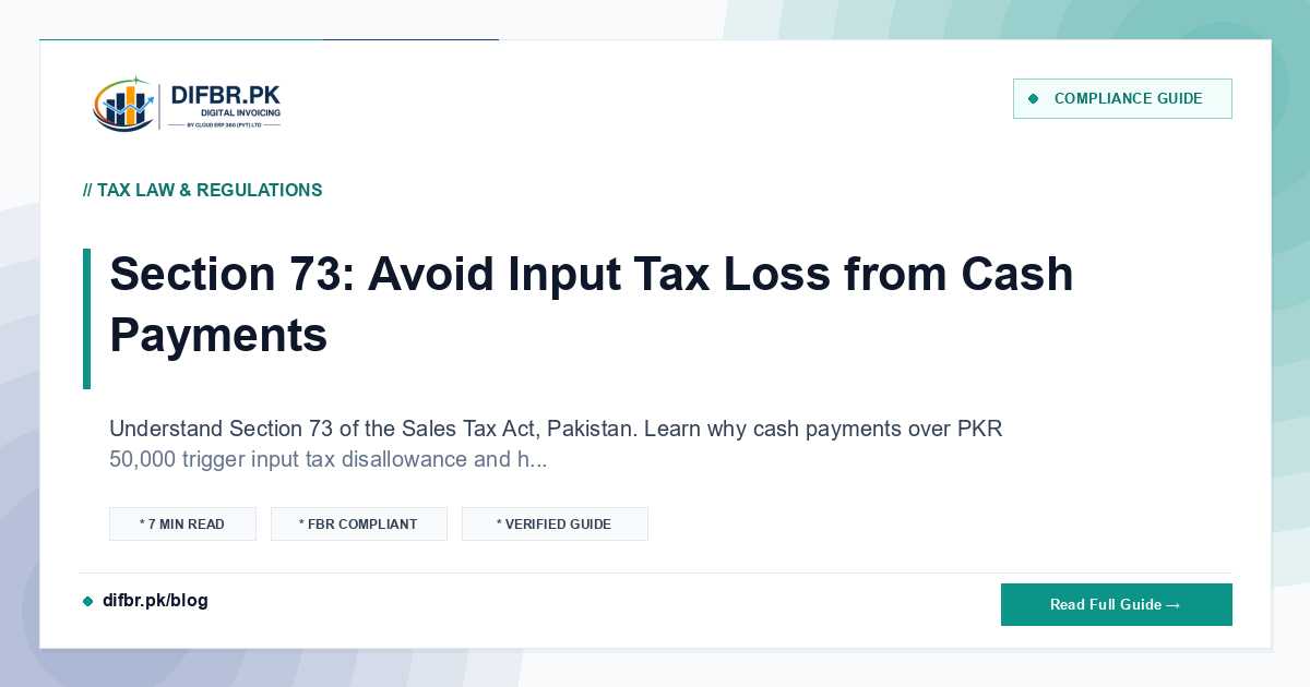 Section 73: Avoid Input Tax Loss from Cash Payments