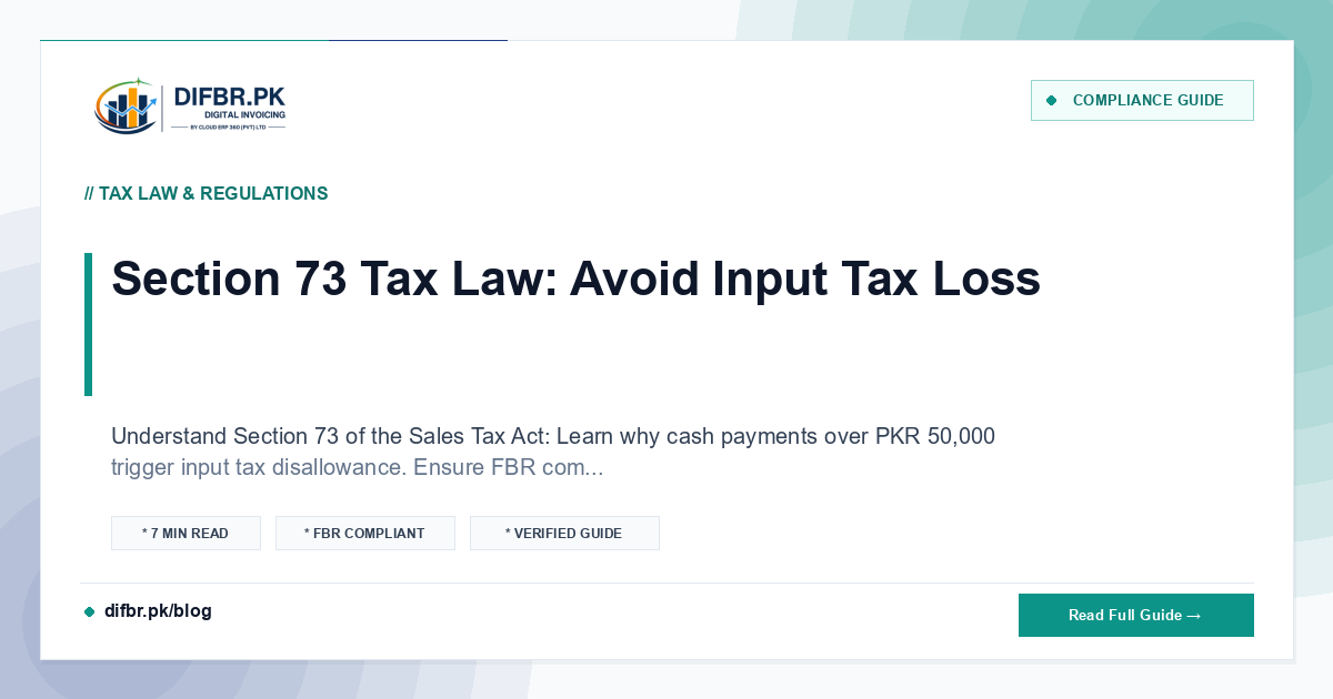 Section 73 Tax Law: Avoid Input Tax Loss