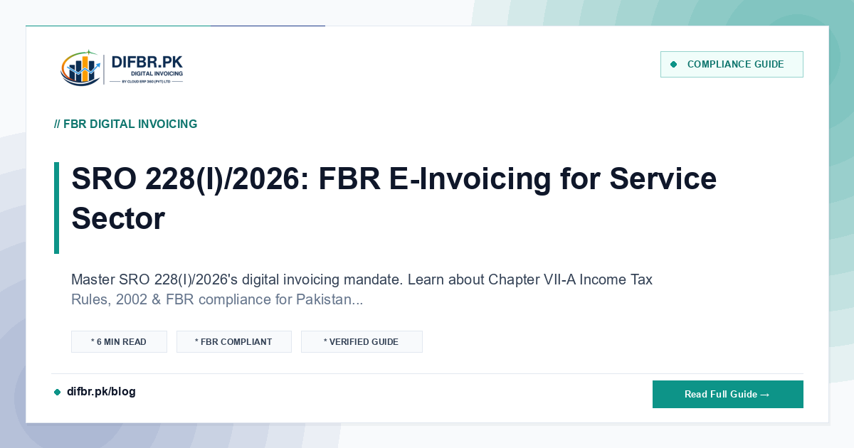 SRO 228(I)/2026: FBR E-Invoicing for Service Sector
