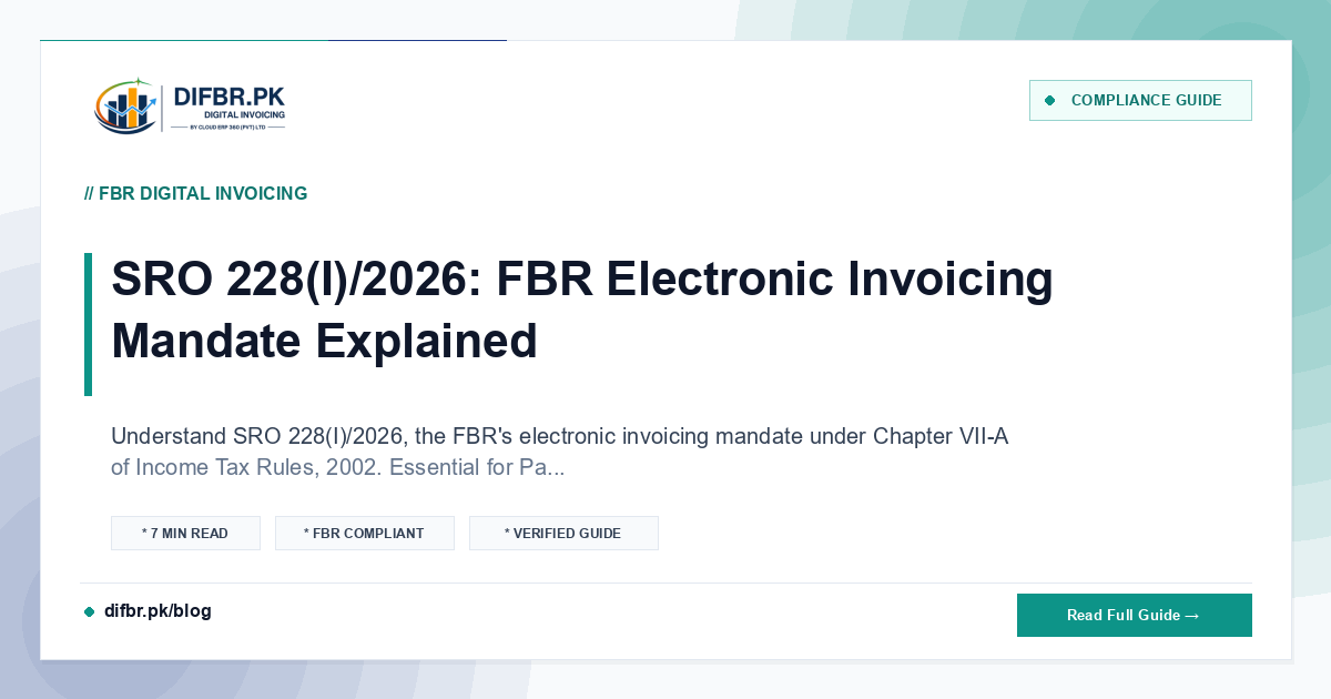 SRO 228(I)/2026: FBR Electronic Invoicing Mandate Explained