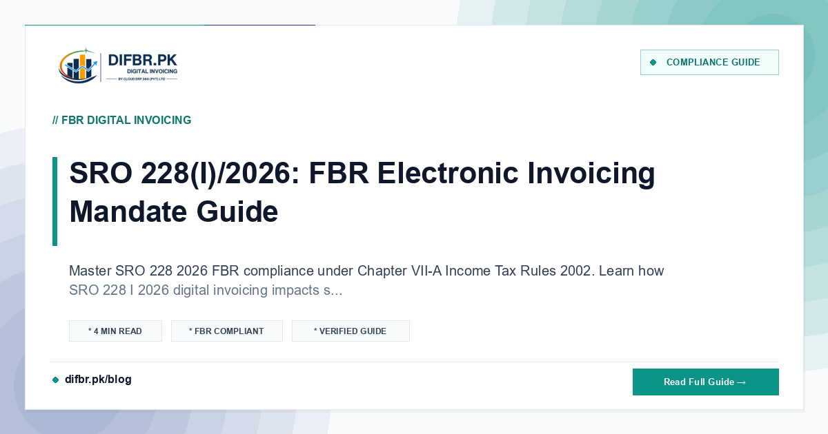 SRO 228(I)/2026: FBR Electronic Invoicing Mandate Guide