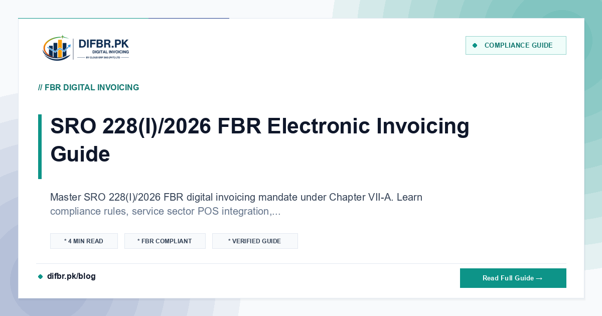 SRO 228(I)/2026 FBR Electronic Invoicing Guide