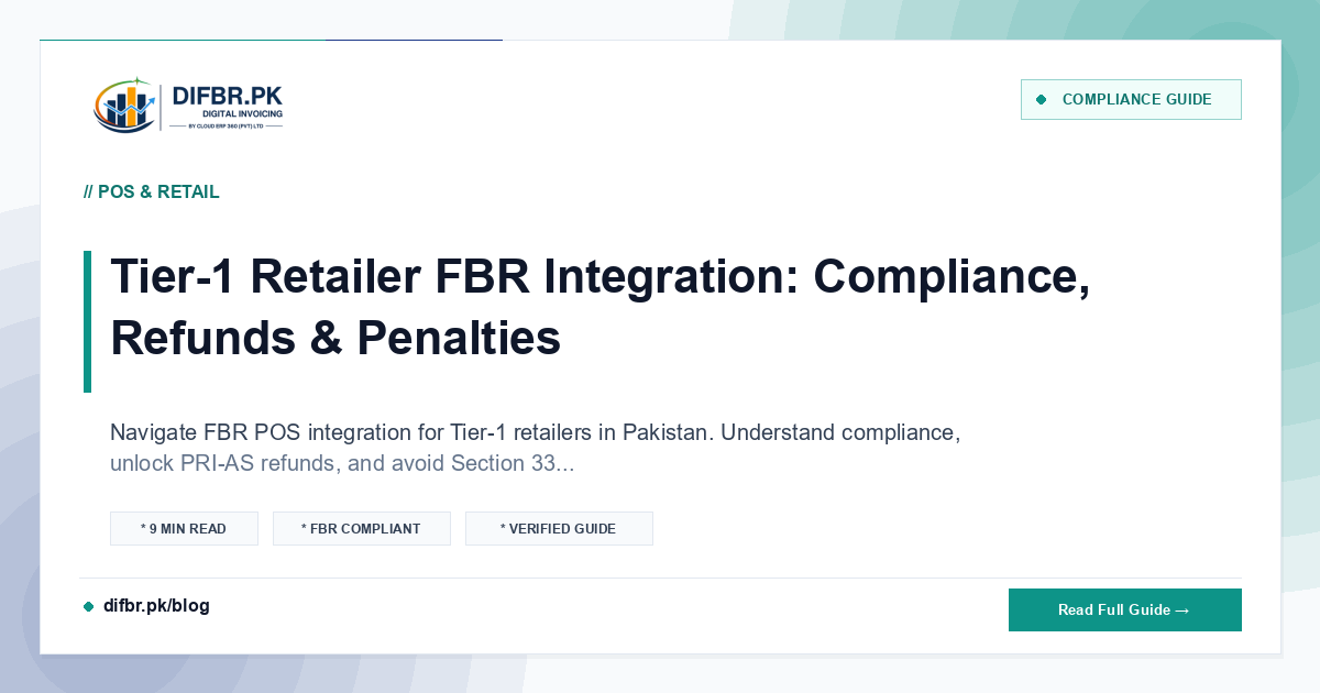 Tier-1 Retailer FBR Integration: Compliance, Refunds & Penalties