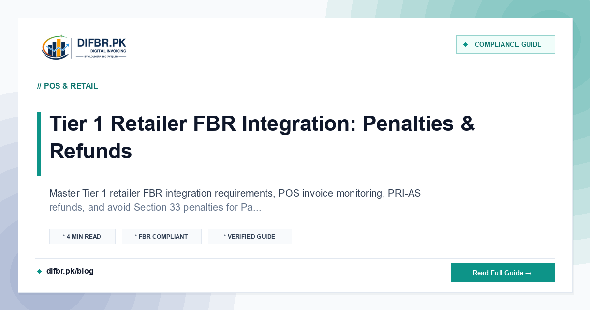 Tier 1 Retailer FBR Integration: Penalties & Refunds
