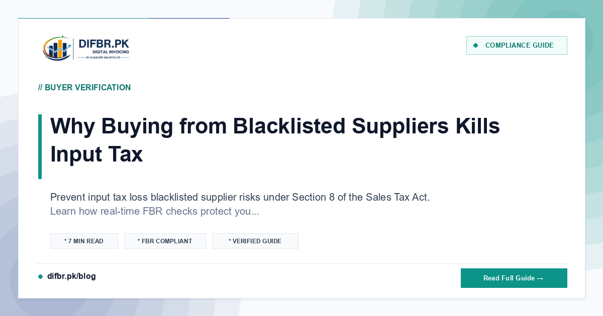 Why Buying from Blacklisted Suppliers Kills Input Tax