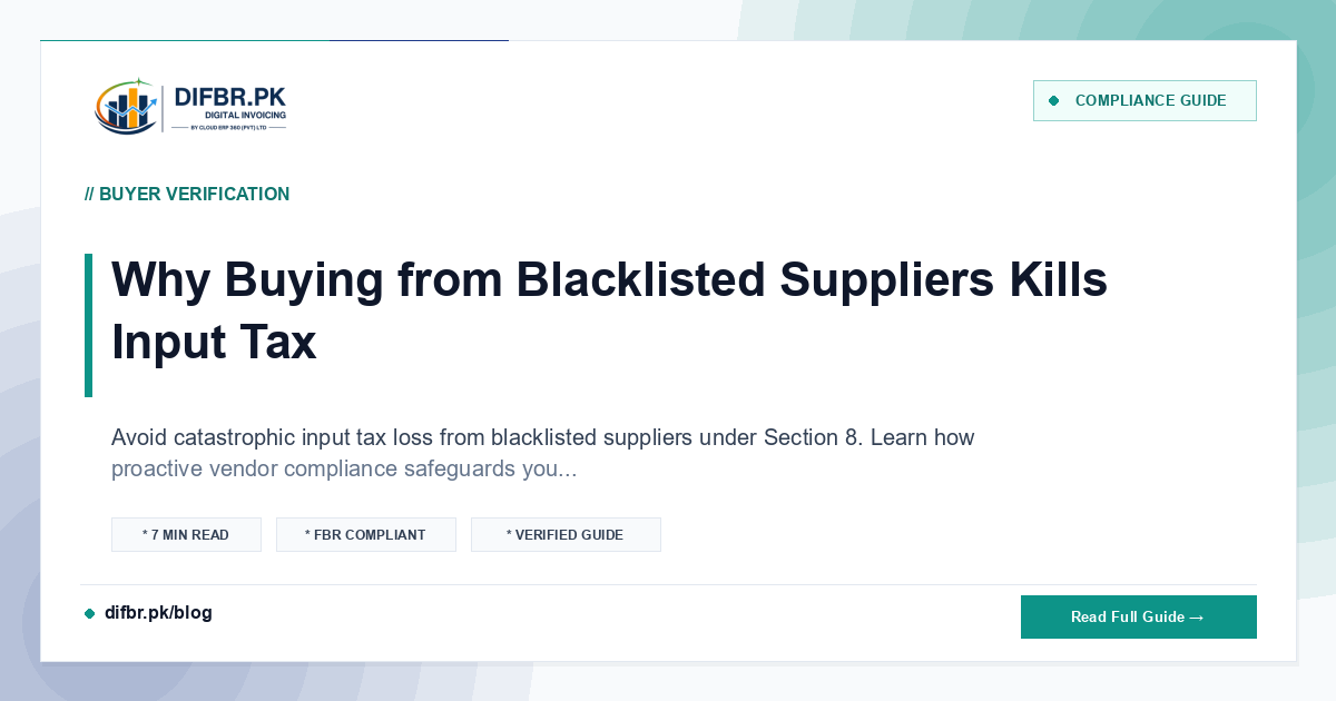 Why Buying from Blacklisted Suppliers Kills Input Tax
